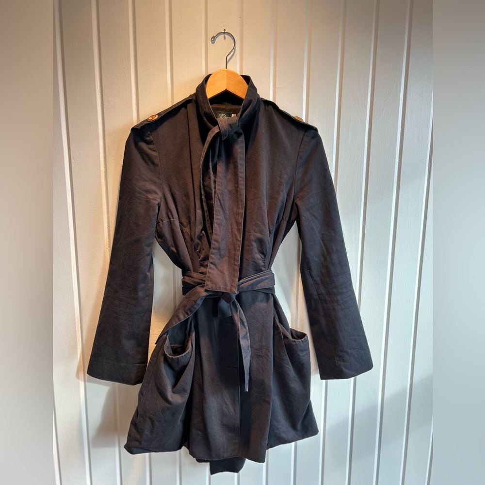 Elroy black trench coat. Size small
